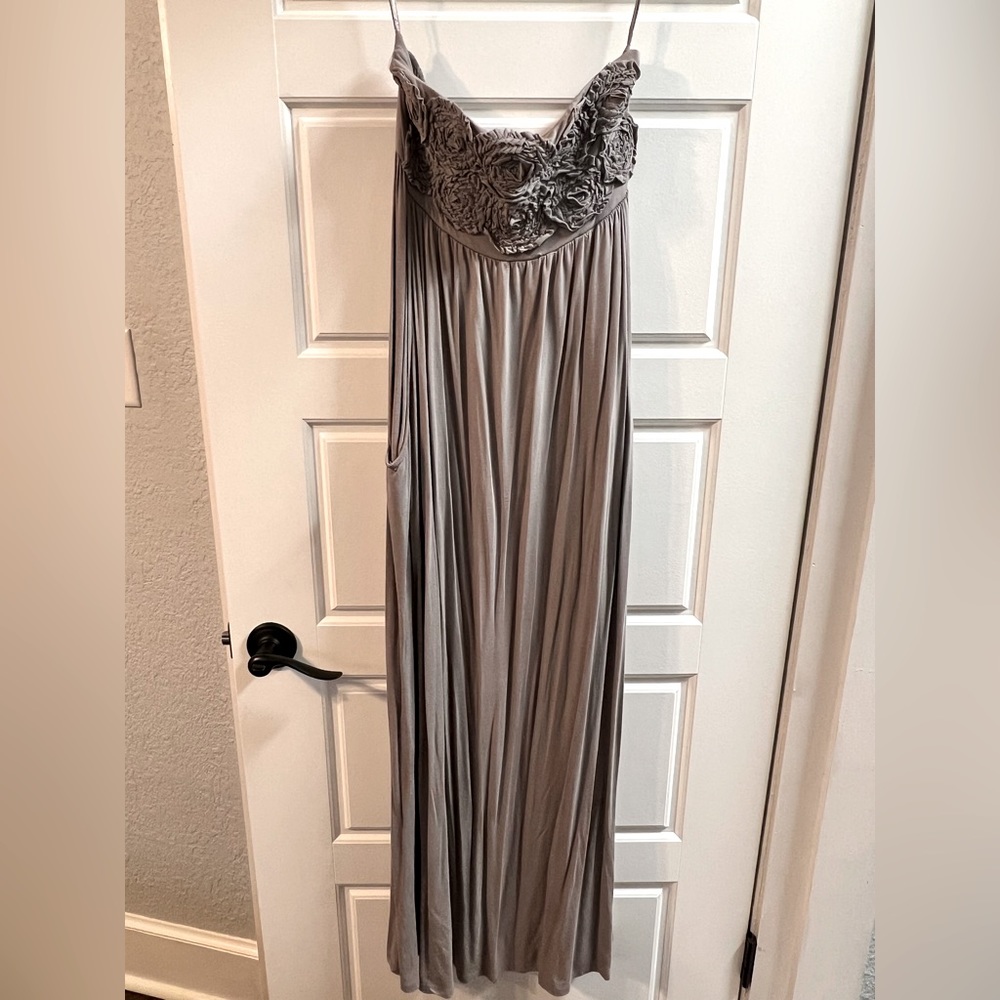 INC taupe small/petite strapless jersey dress with pockets